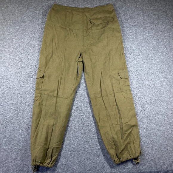 Forever 21 Linen Blend Cargo Pants Womens XL Extra Large Olive Green Parachute - Picture 9 of 11